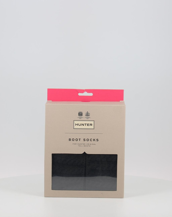 Calcetines Hunter RECYCLED MINI CABLE BOOT TALL negro