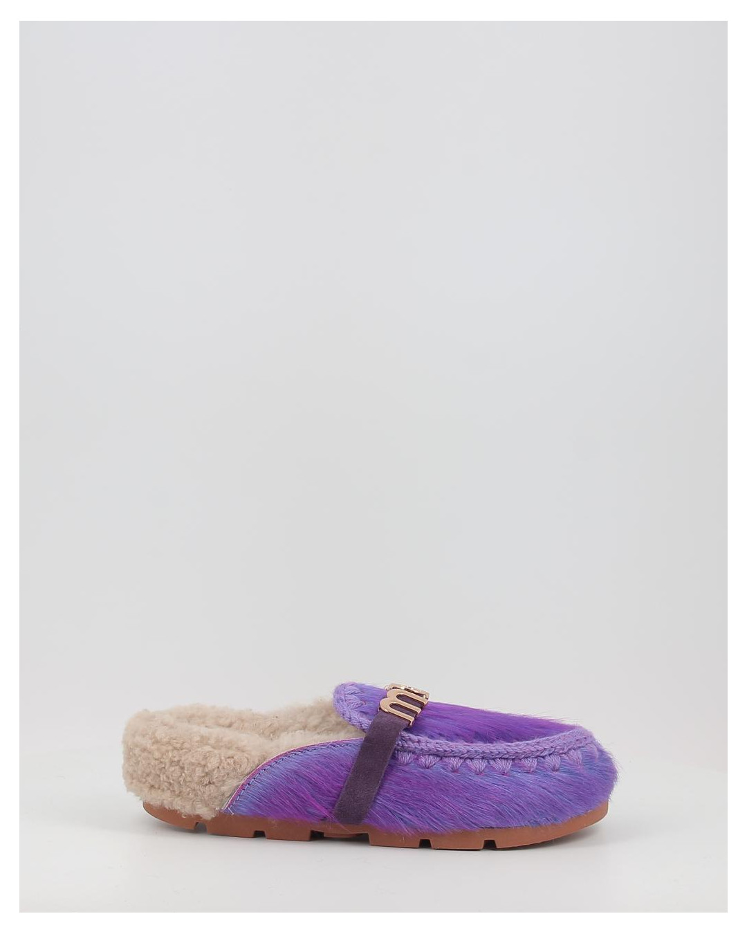 Zuecos Mou WINTER BIO SLIDE LONG HAIR PONYSKIN - LETTER LOGO LHPPUR morado
