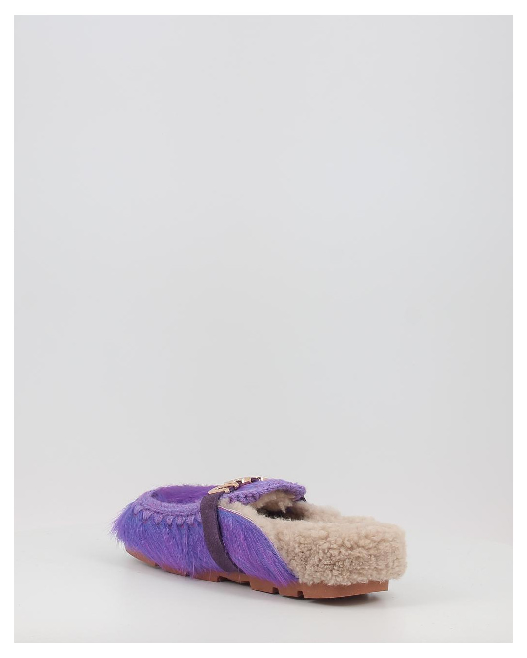 Zuecos Mou WINTER BIO SLIDE LONG HAIR PONYSKIN - LETTER LOGO LHPPUR morado