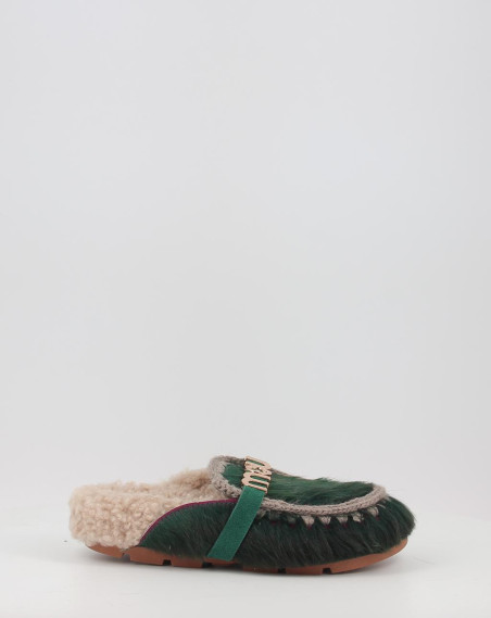 Zuecos Mou WINTER BIO SLIDE LONG HAIR PONYSKIN - LETTER LOGO verde Zuecos Mou WINTER BIO SLIDE LONG HAIR PONYSKIN - LETTER LOGO verde