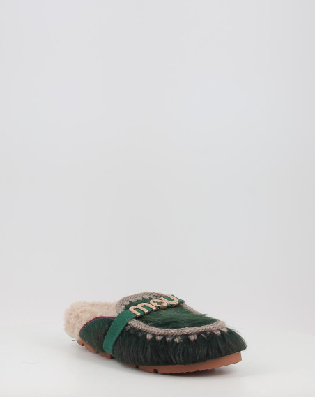 Zuecos Mou WINTER BIO SLIDE LONG HAIR PONYSKIN - LETTER LOGO verde Zuecos Mou WINTER BIO SLIDE LONG HAIR PONYSKIN - LETTER LOGO verde