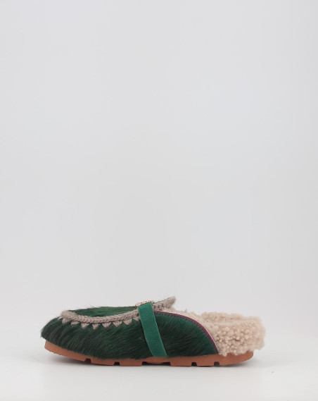 Zuecos Mou WINTER BIO SLIDE LONG HAIR PONYSKIN - LETTER LOGO verde Zuecos Mou WINTER BIO SLIDE LONG HAIR PONYSKIN - LETTER LOGO verde