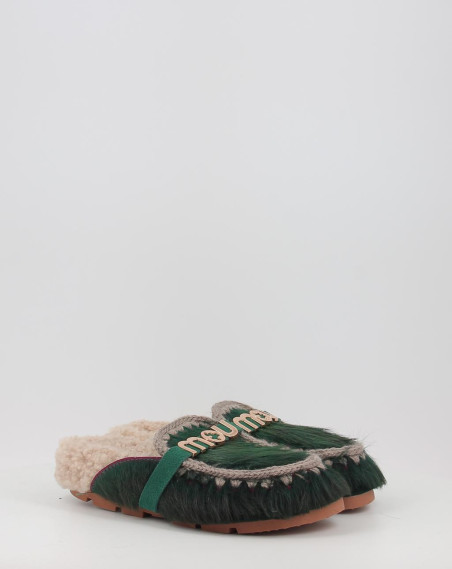 Zuecos Mou WINTER BIO SLIDE LONG HAIR PONYSKIN - LETTER LOGO verde Zuecos Mou WINTER BIO SLIDE LONG HAIR PONYSKIN - LETTER LOGO verde