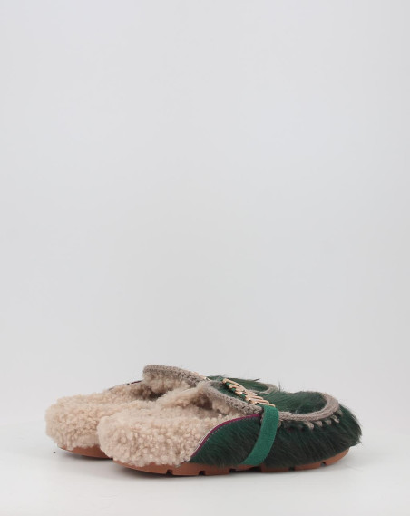 Zuecos Mou WINTER BIO SLIDE LONG HAIR PONYSKIN - LETTER LOGO verde Zuecos Mou WINTER BIO SLIDE LONG HAIR PONYSKIN - LETTER LOGO verde