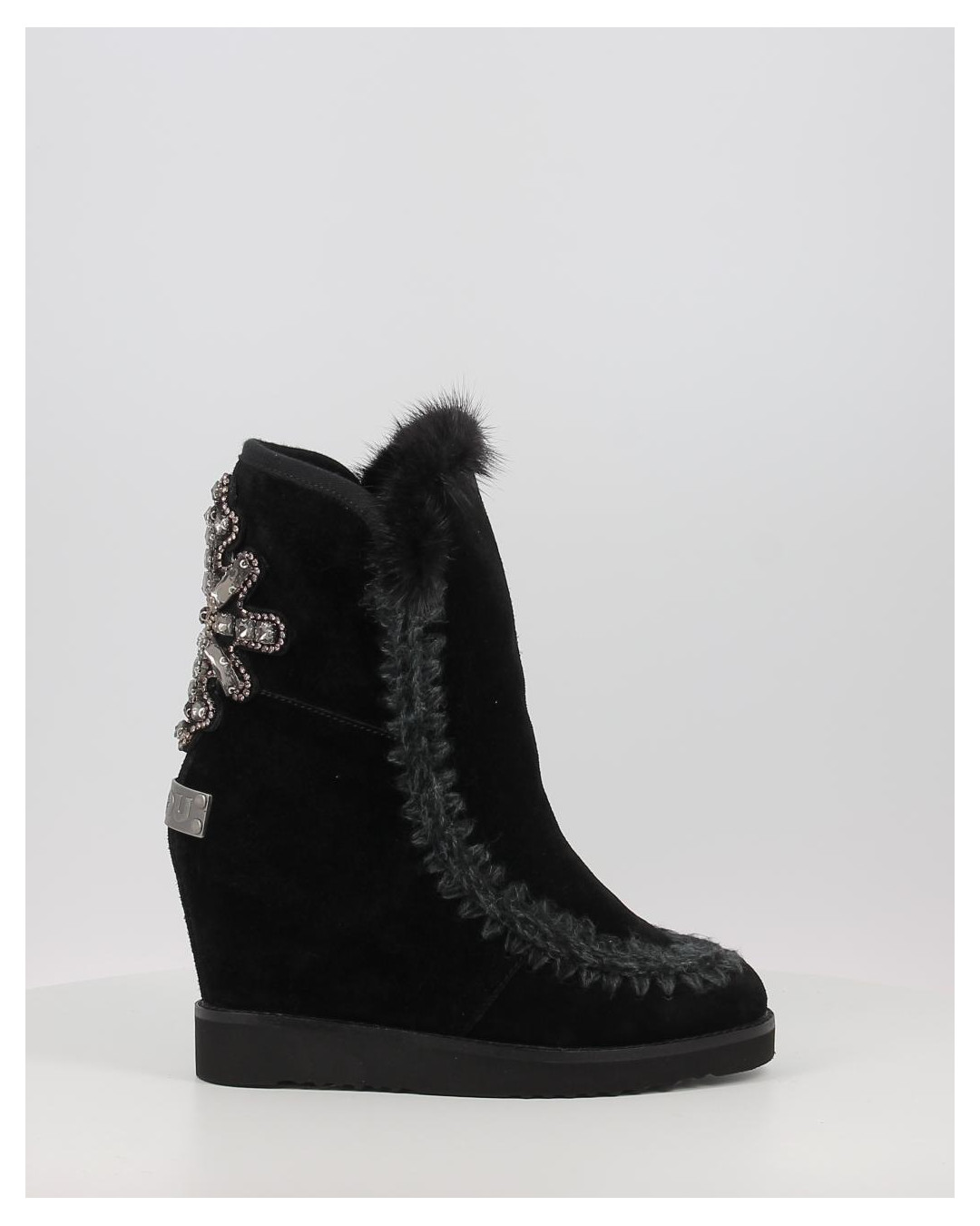 Botas Mou FRENCH TOE WEDGE BACK PATCH CROSS negro
