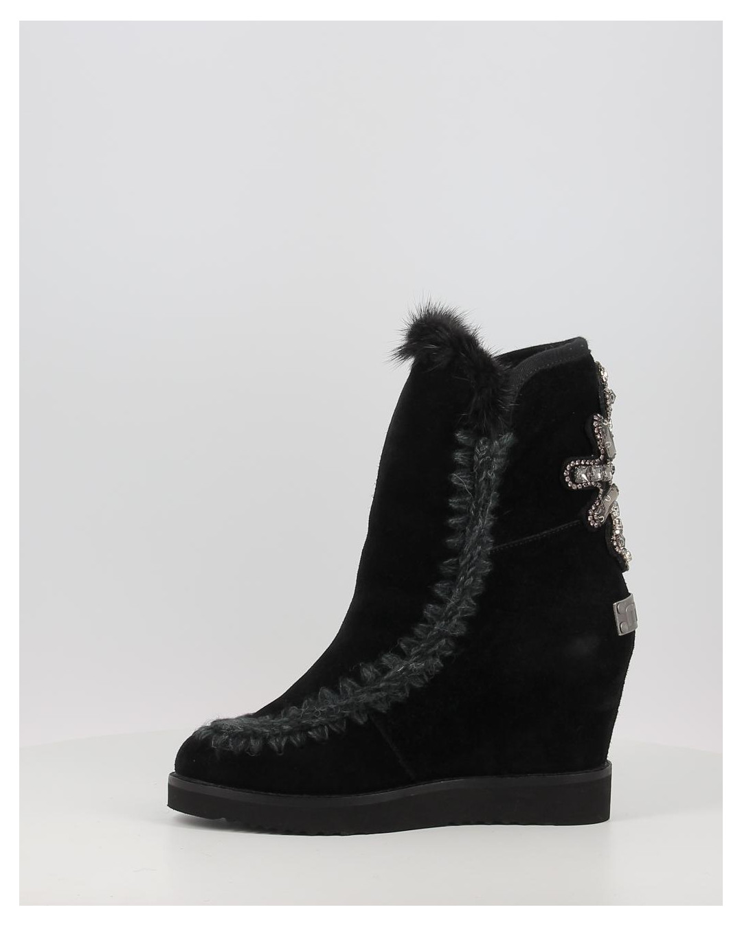 Botas Mou FRENCH TOE WEDGE BACK PATCH CROSS negro
