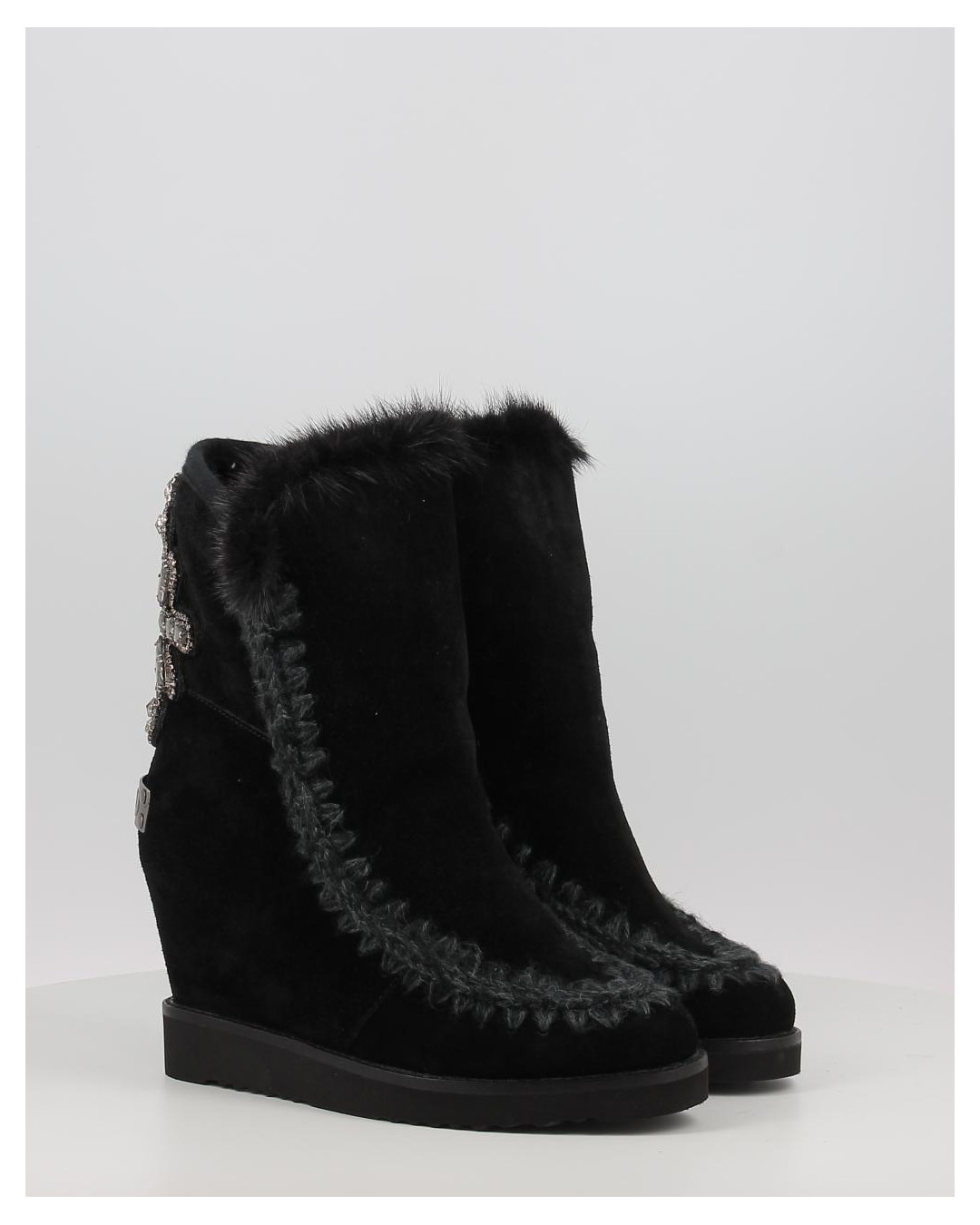 Botas Mou FRENCH TOE WEDGE BACK PATCH CROSS negro