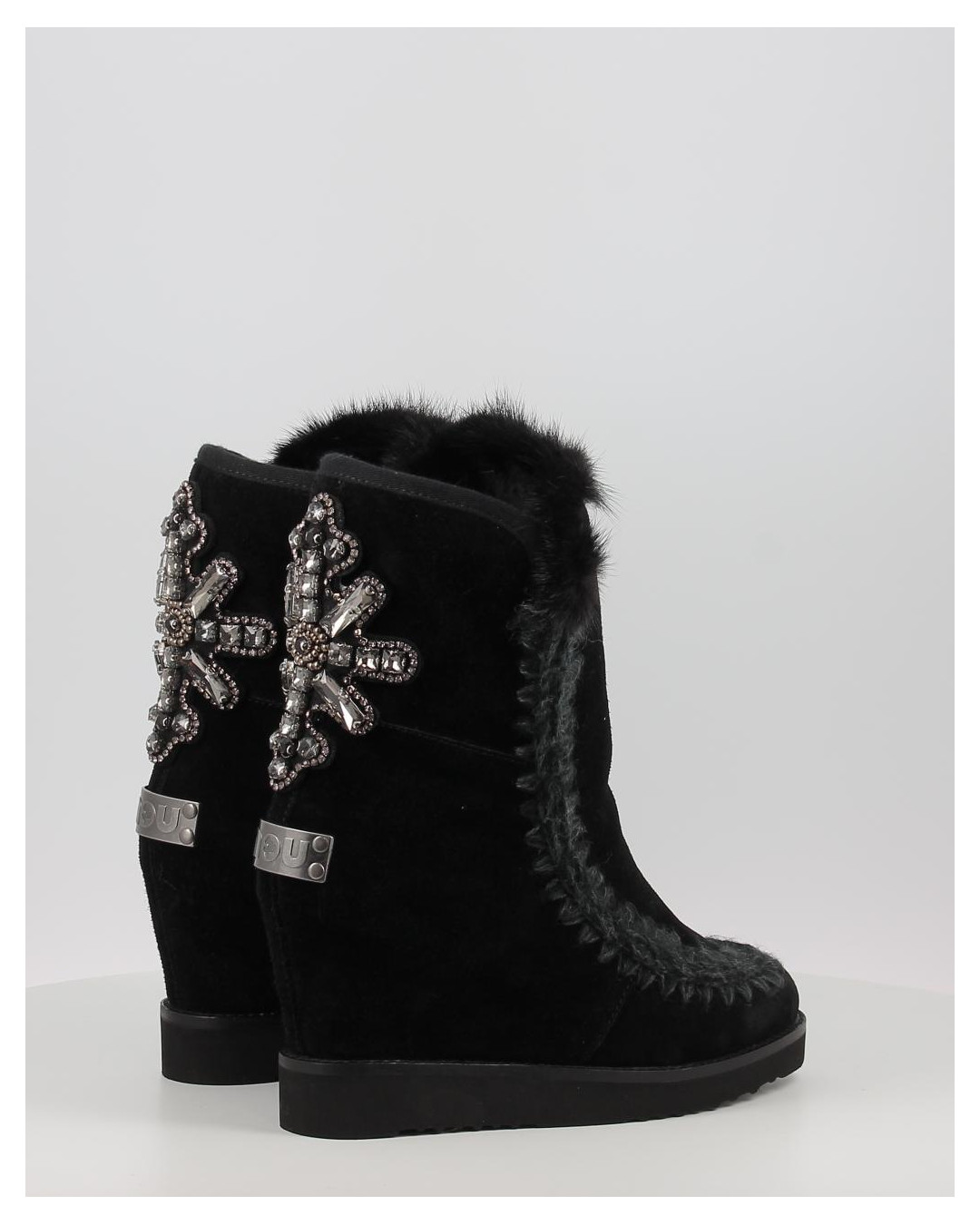 Botas Mou FRENCH TOE WEDGE BACK PATCH CROSS negro