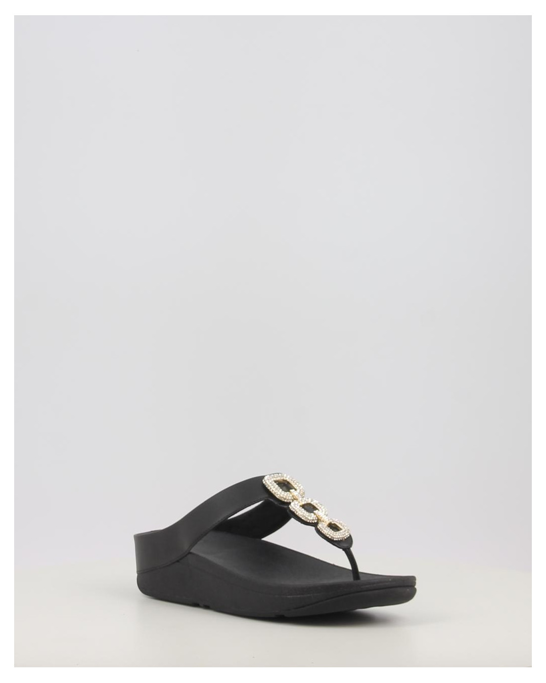 FINO CRYSTAL CHAIN LEATHER TOE POST SANDALS