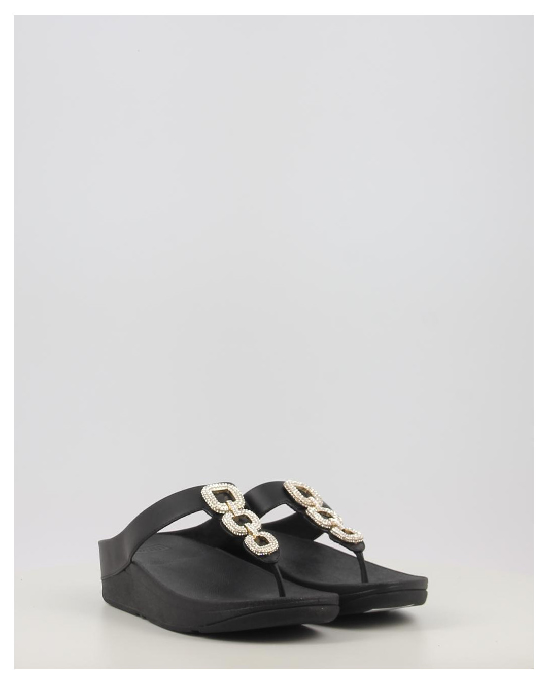 FINO CRYSTAL CHAIN LEATHER TOE POST SANDALS