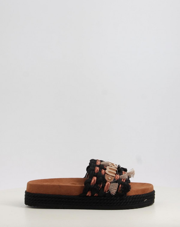 MONOBAND ROPE SANDAL FRINGES BIG LETTER LOGO