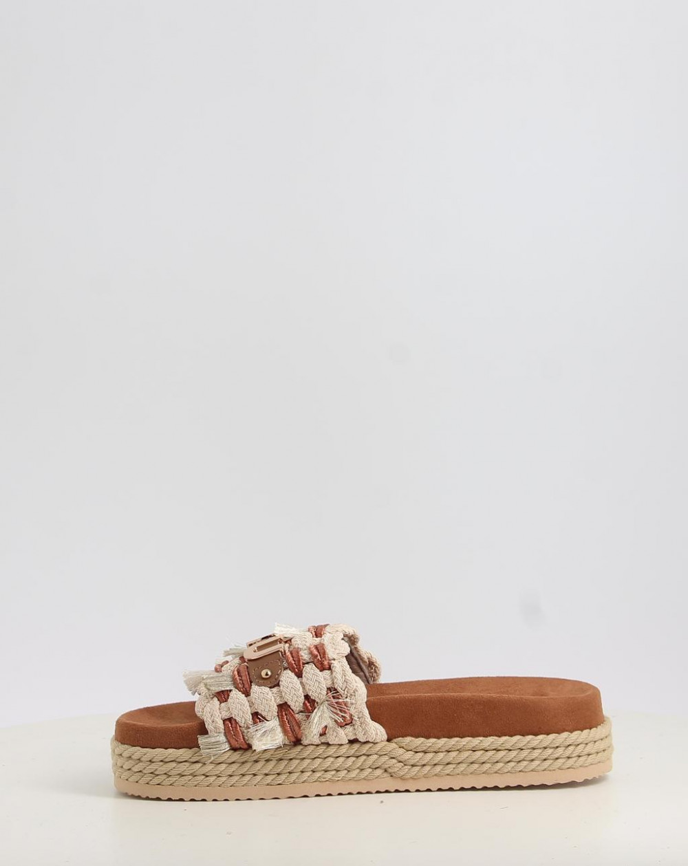 Sandalias Mou MONOBAND ROPE SANDAL FRINGES – BIG LETTER LOGO beig talla 37