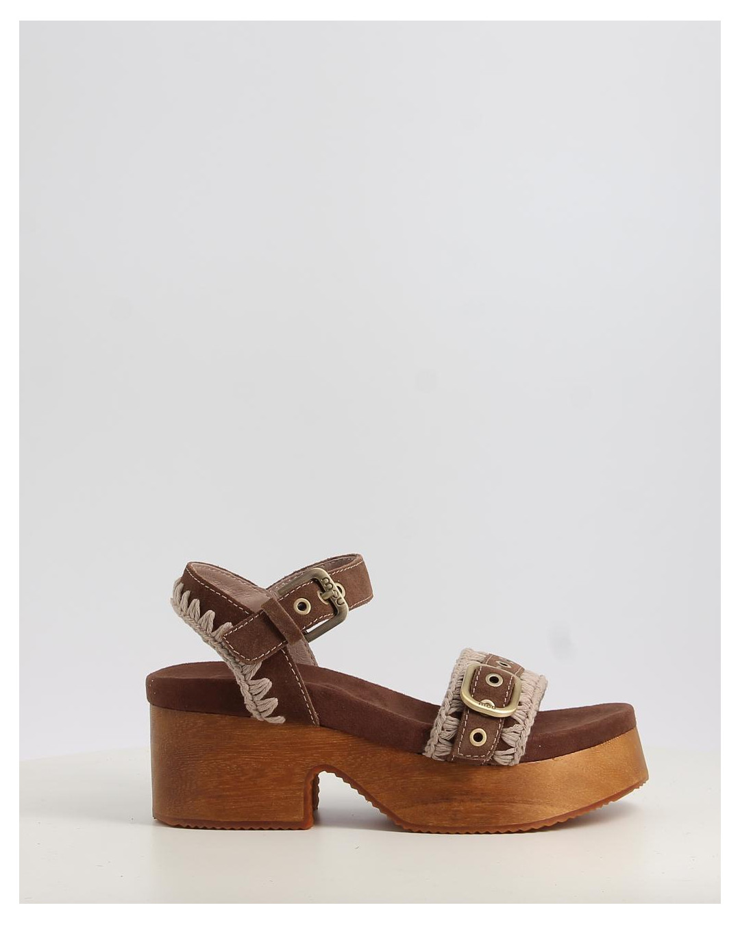 HIGH HEEL WOOD CLOG BUCKLE