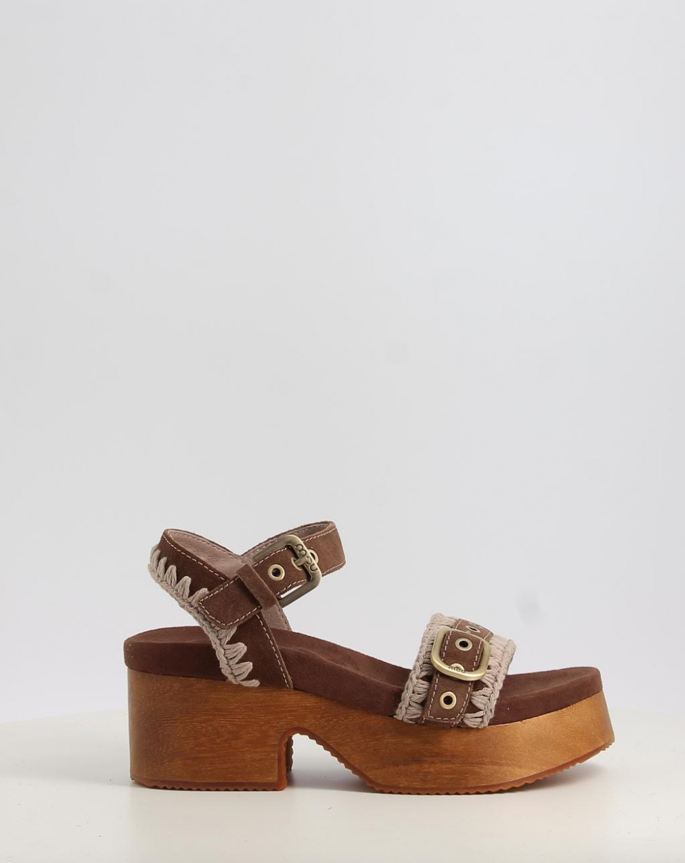 Sandalias Mou HIGH HEEL WOOD CLOG BUCKLE marrón talla 37