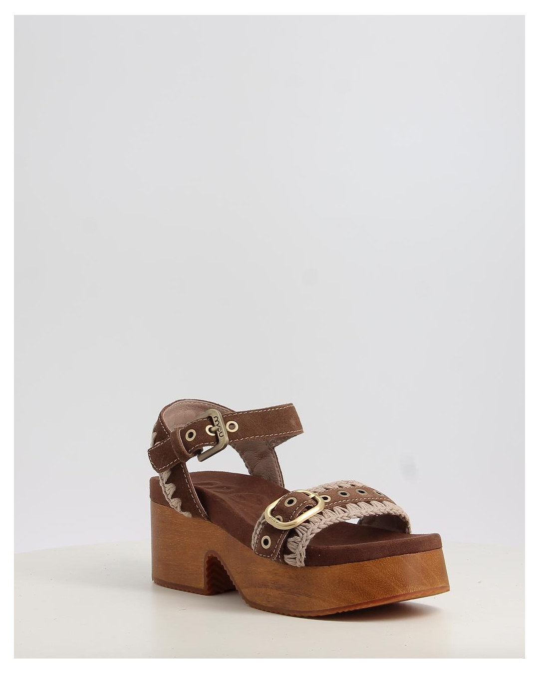HIGH HEEL WOOD CLOG BUCKLE