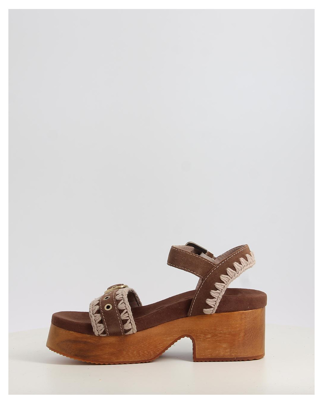 HIGH HEEL WOOD CLOG BUCKLE