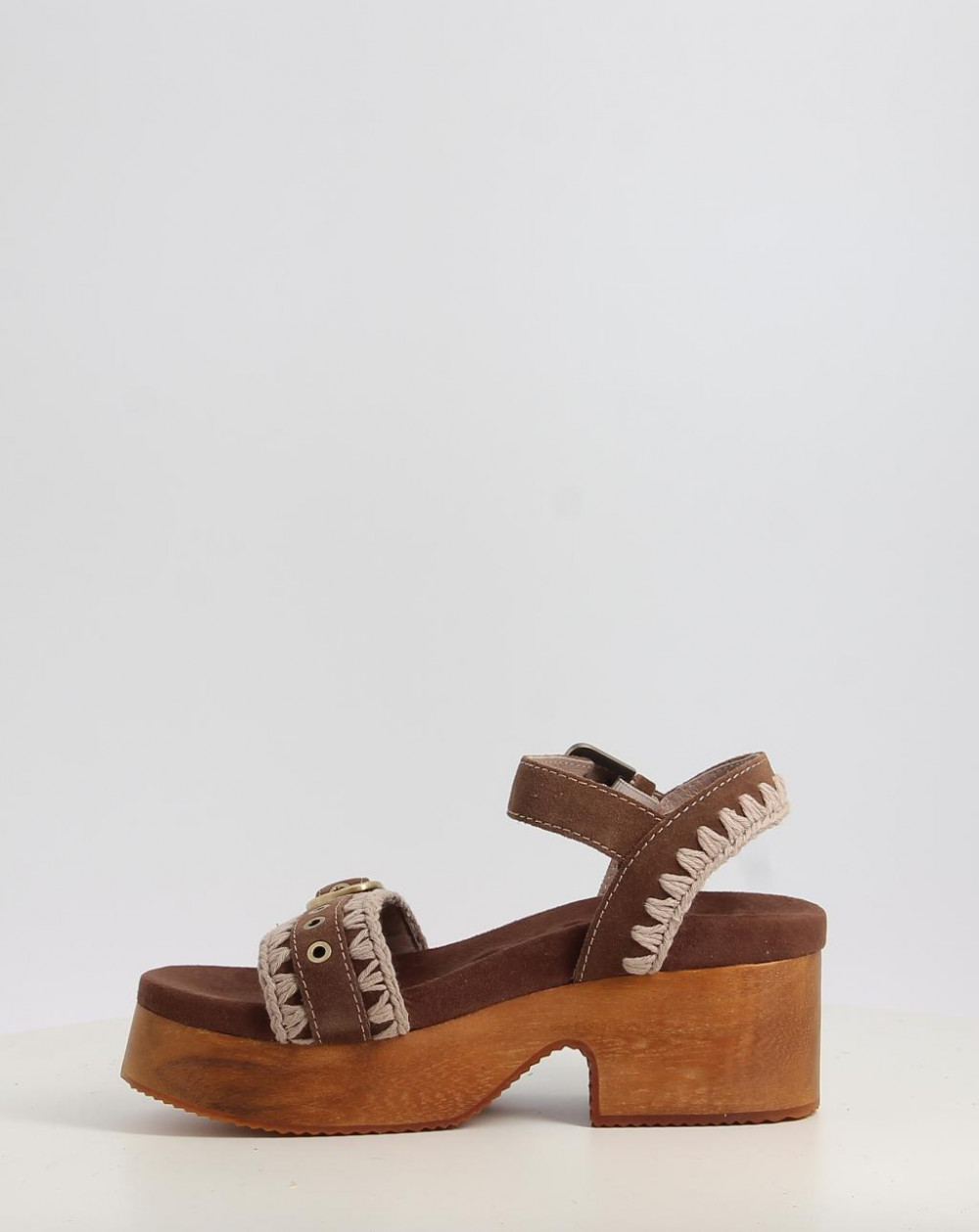 Sandalias Mou HIGH HEEL WOOD CLOG BUCKLE marrón talla 37