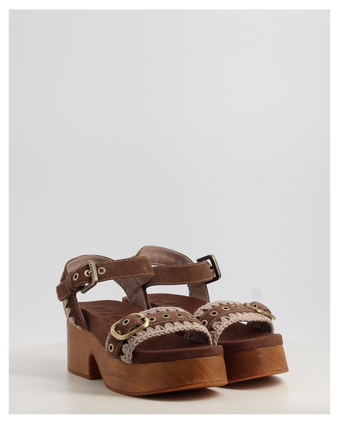 HIGH HEEL WOOD CLOG BUCKLE