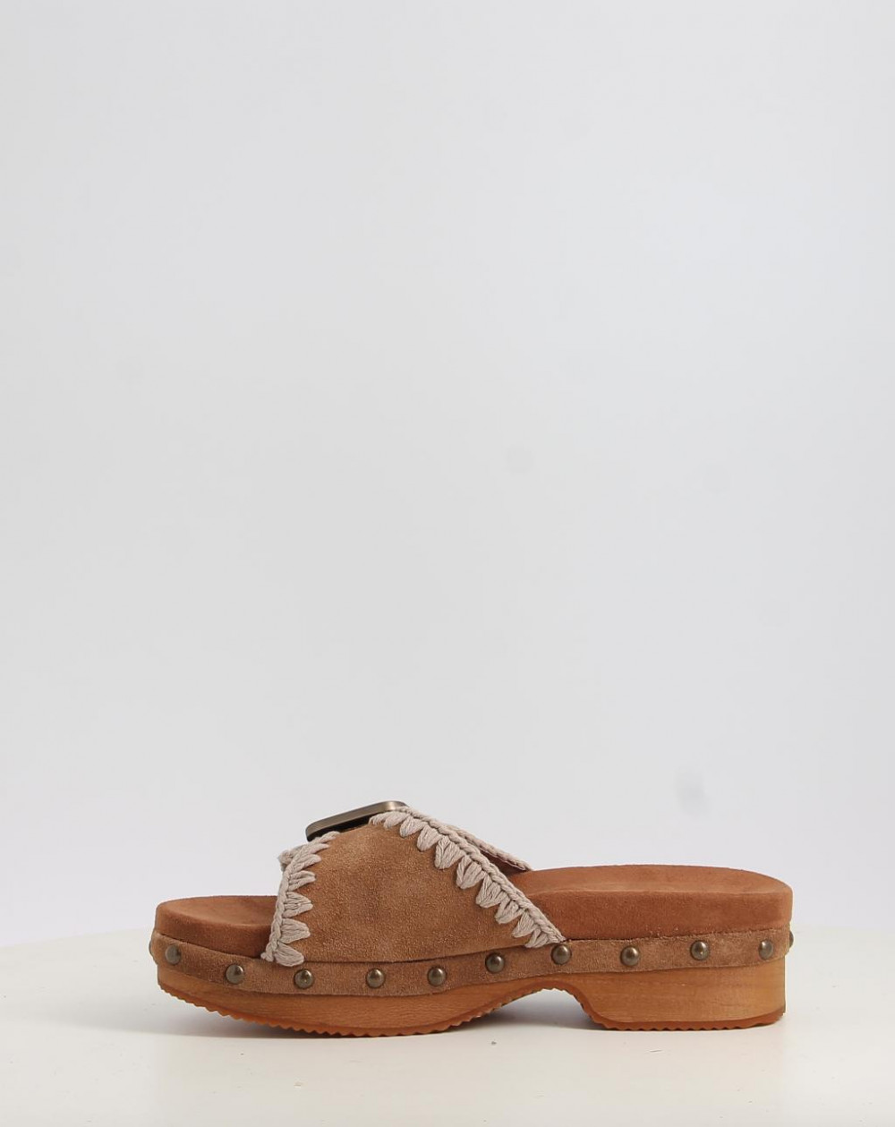 Sandalias Mou LOW HEEL WOOD CLOG WITH BUCKLE cuero talla 37