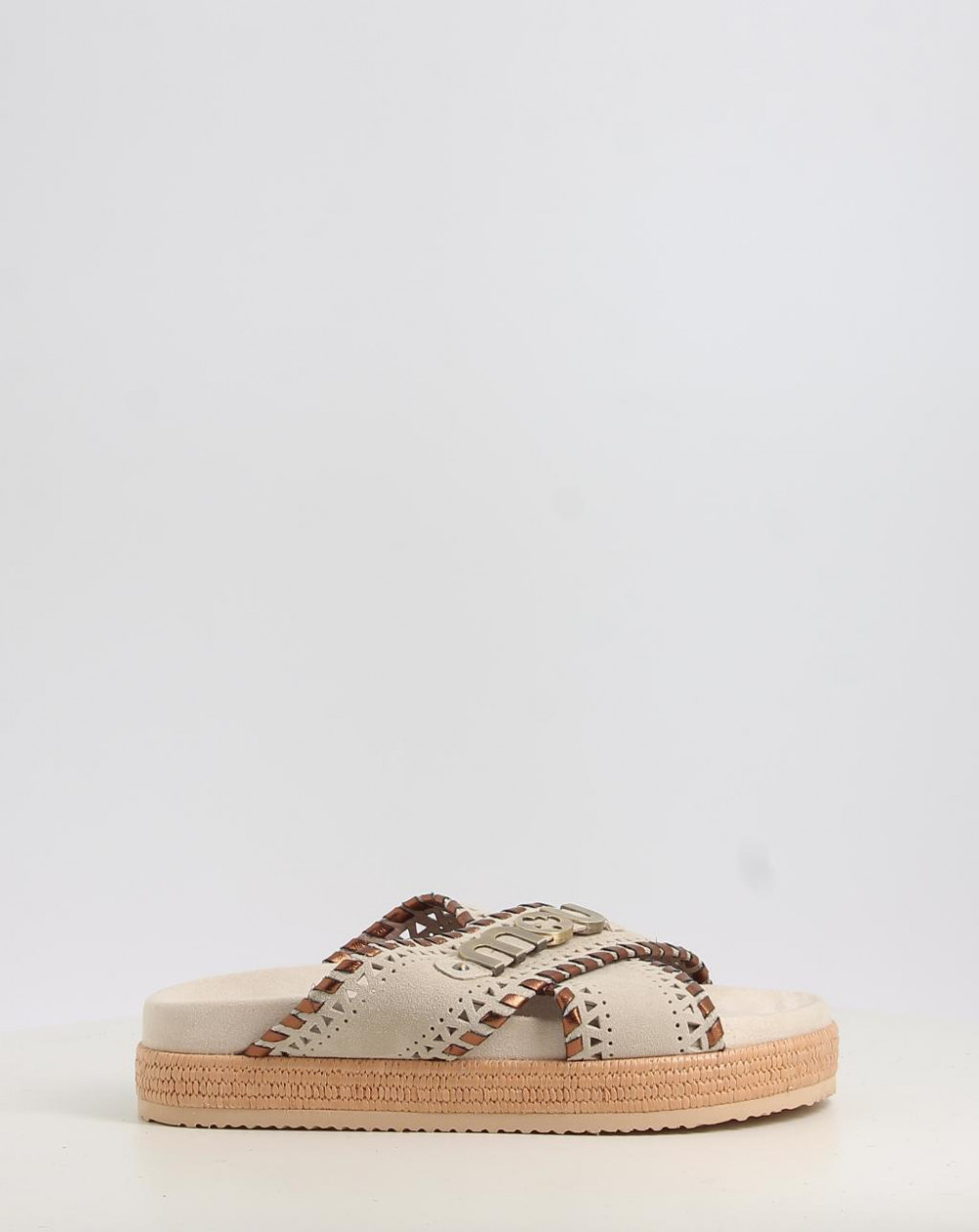 Sandalias Mou CRISS-CROSS SANDAL MET.STITCH beig talla 37