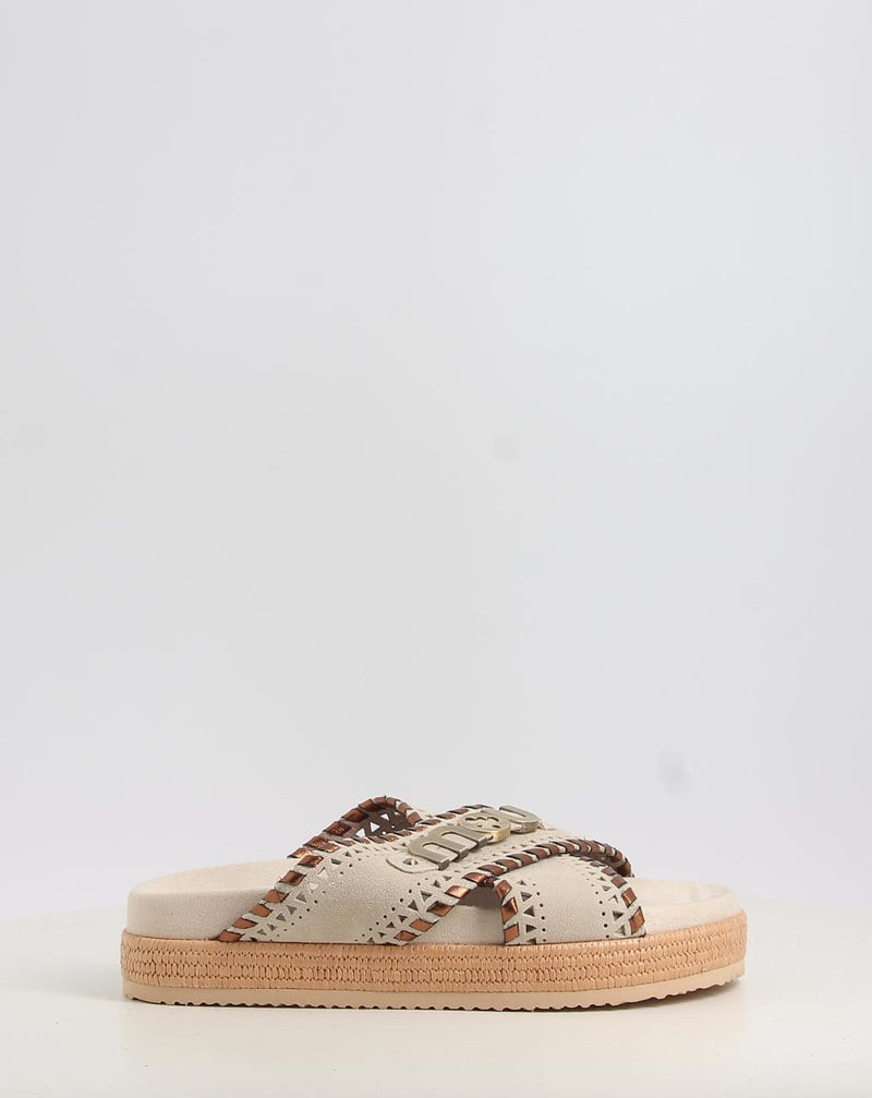 Sandalias MOU CRISS-CROSS SANDAL MET.STITCH beig