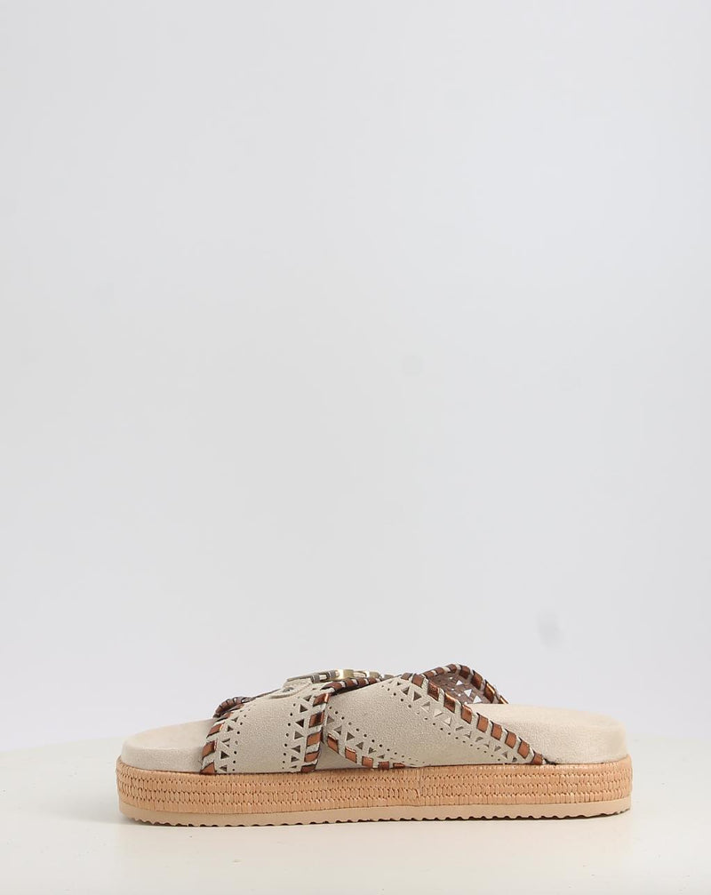 Sandalias MOU CRISS-CROSS SANDAL MET.STITCH beig