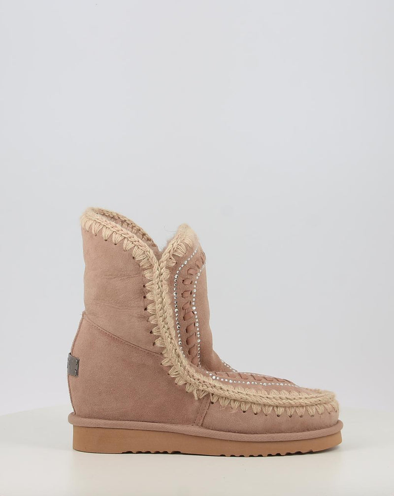 Botas MOU ESKIMO INNER WEDGE SHORT STRAS beig
