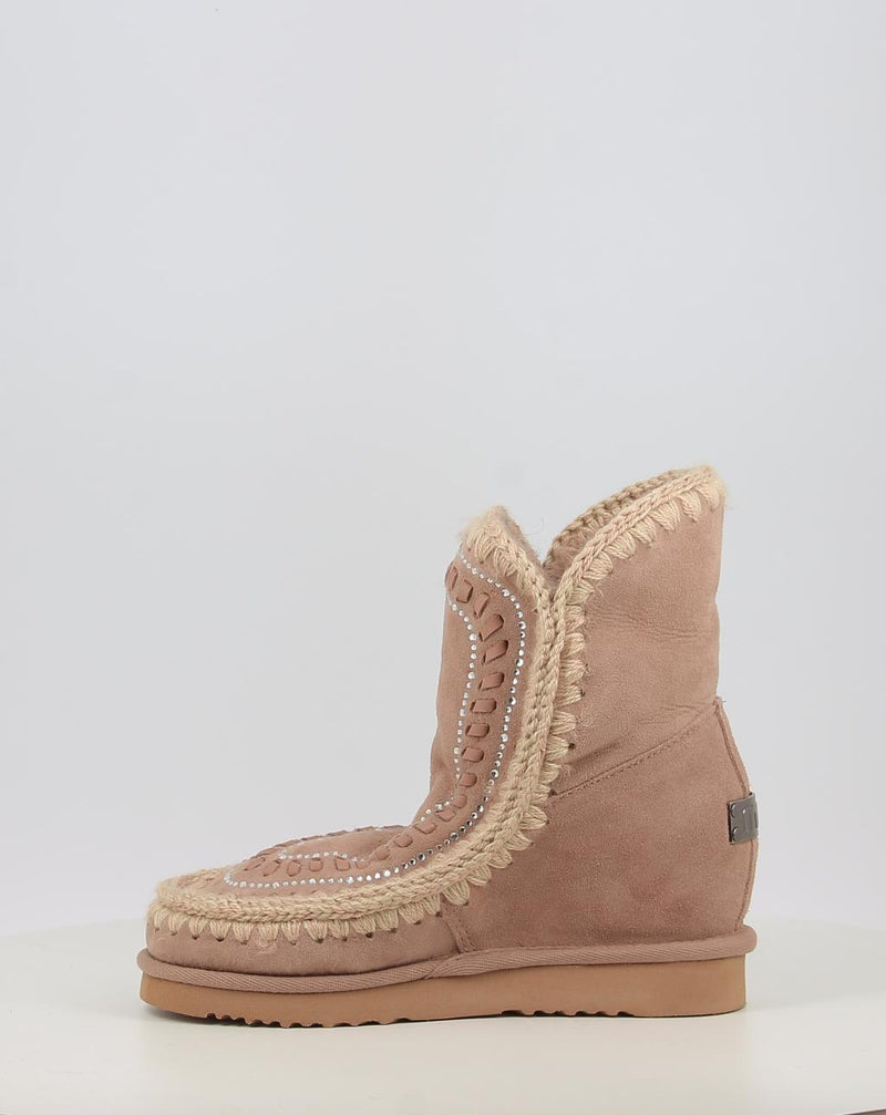Botas MOU ESKIMO INNER WEDGE SHORT STRAS beig