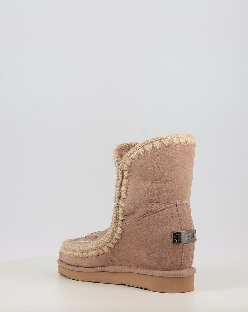 Botas MOU ESKIMO INNER WEDGE SHORT STRAS beig